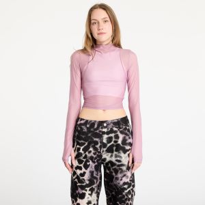 Tričko Nike Zenvy Women's Dri-FIT Long-Sleeve Sheer Top Plum Dust/ White M