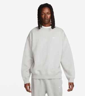 Mikina Nike Solo Swoosh Men's Fleece Crew Dk Grey Heather/ White XS