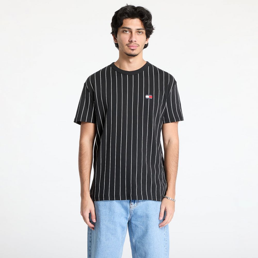 Tričko Tommy Jeans Reg Stripe Badge Top Black S