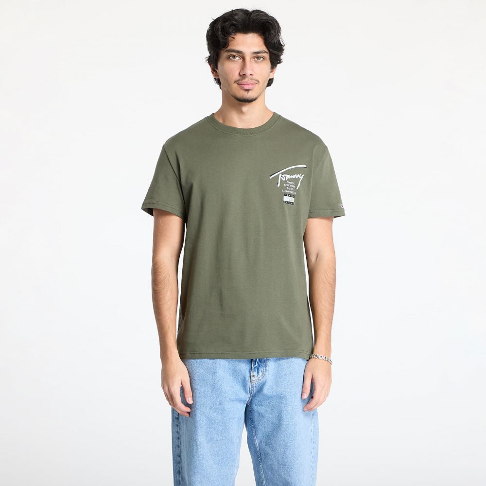 Tričko Tommy Jeans Regular Tommy Signature Tee Green L