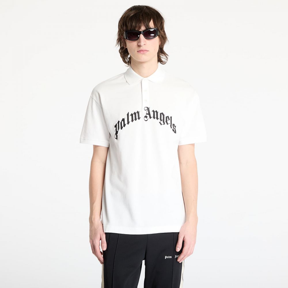 Tričko Palm Angels Curved Logo Shortsleeve Polo T-Shirt Off White/ Black M