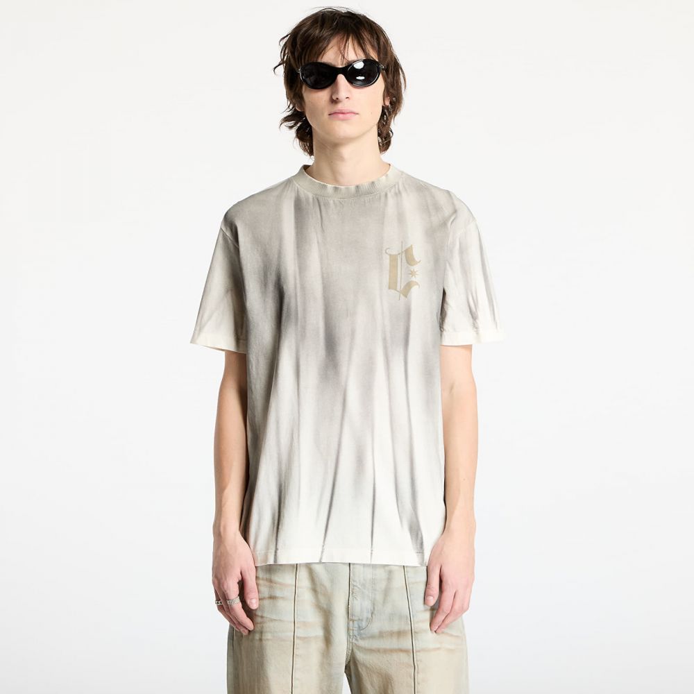 Tričko Marcelo Burlon Headletter Spray Basic Tee Ecru Medium Grey S