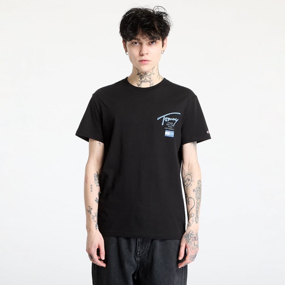 Tričko Tommy Jeans Regular Tommy Signature Tee Black S