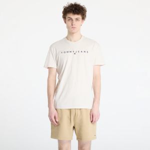 Tričko Tommy Jeans Regular Linear Logo Tee Beige M