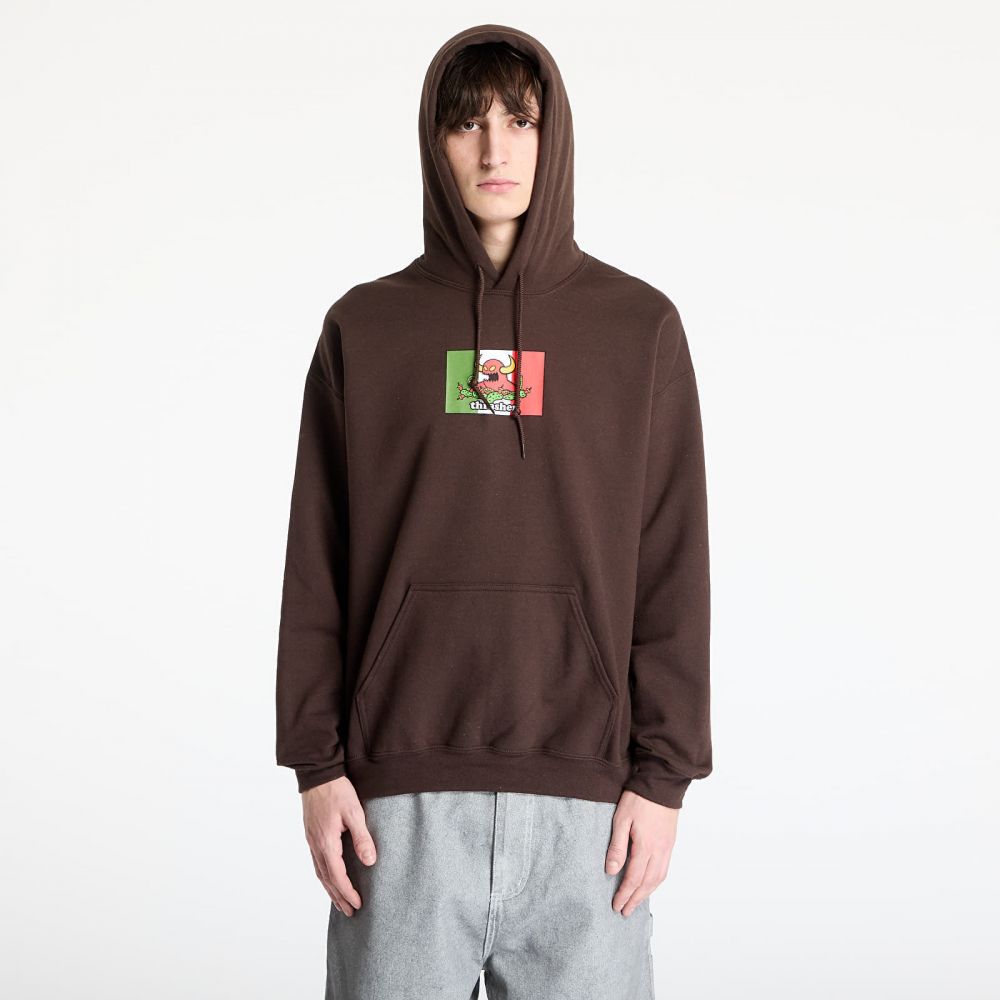 Mikina Thrasher x Toy Machine Hecho Hoodie Dark Chocolate L