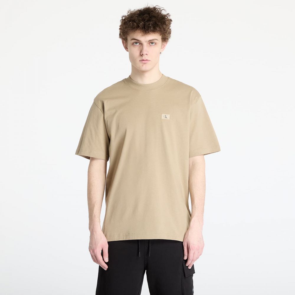 Tričko Calvin Klein Jeans Woven Label Relaxed Tee Brown L