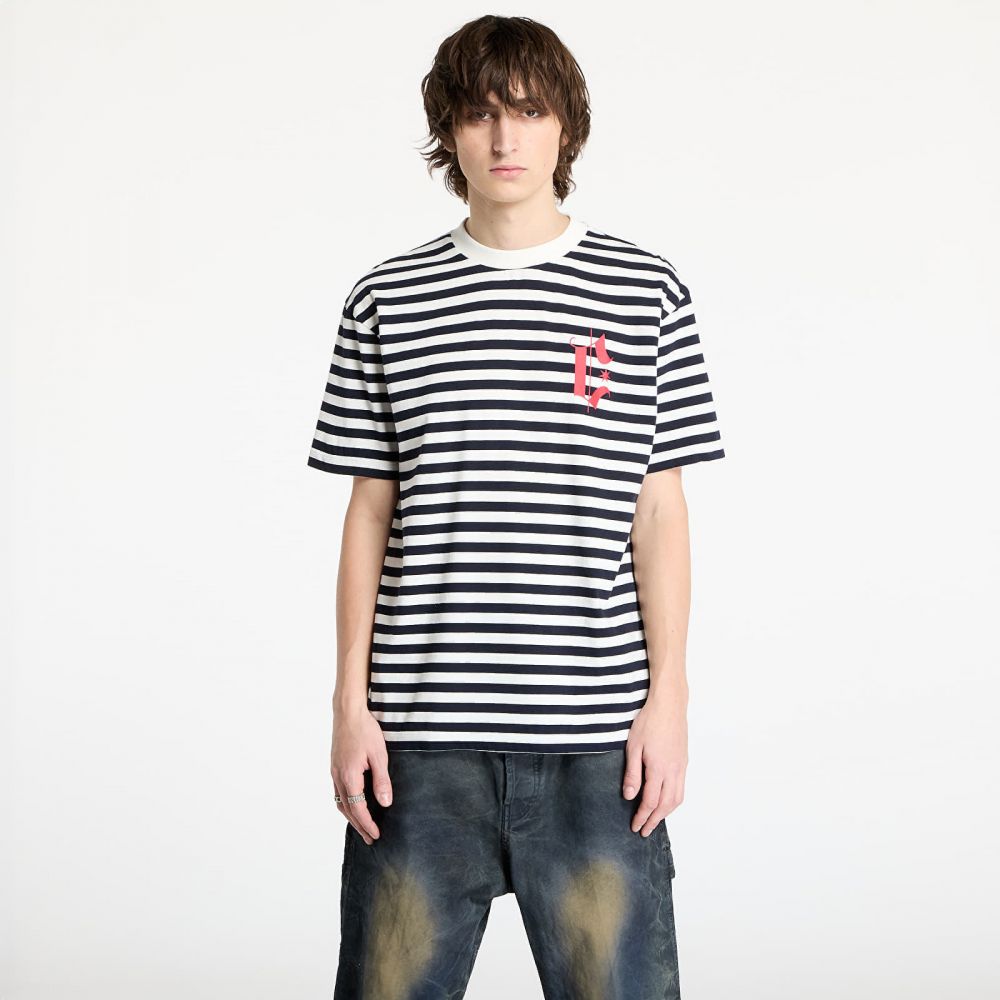 Tričko Marcelo Burlon County Goth Stripe Boxy Tee White/ Navy Blue M