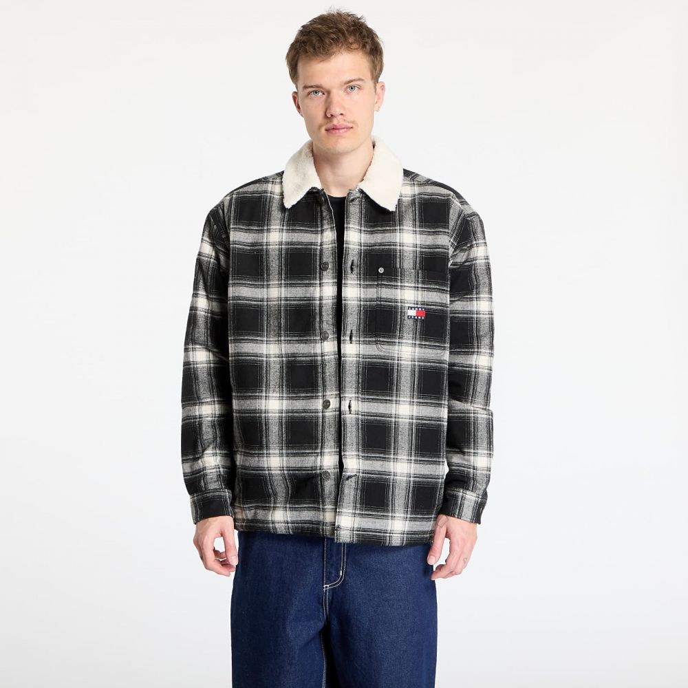 Košeľa Tommy Jeans Check Teddy Mix Overshirt Black S