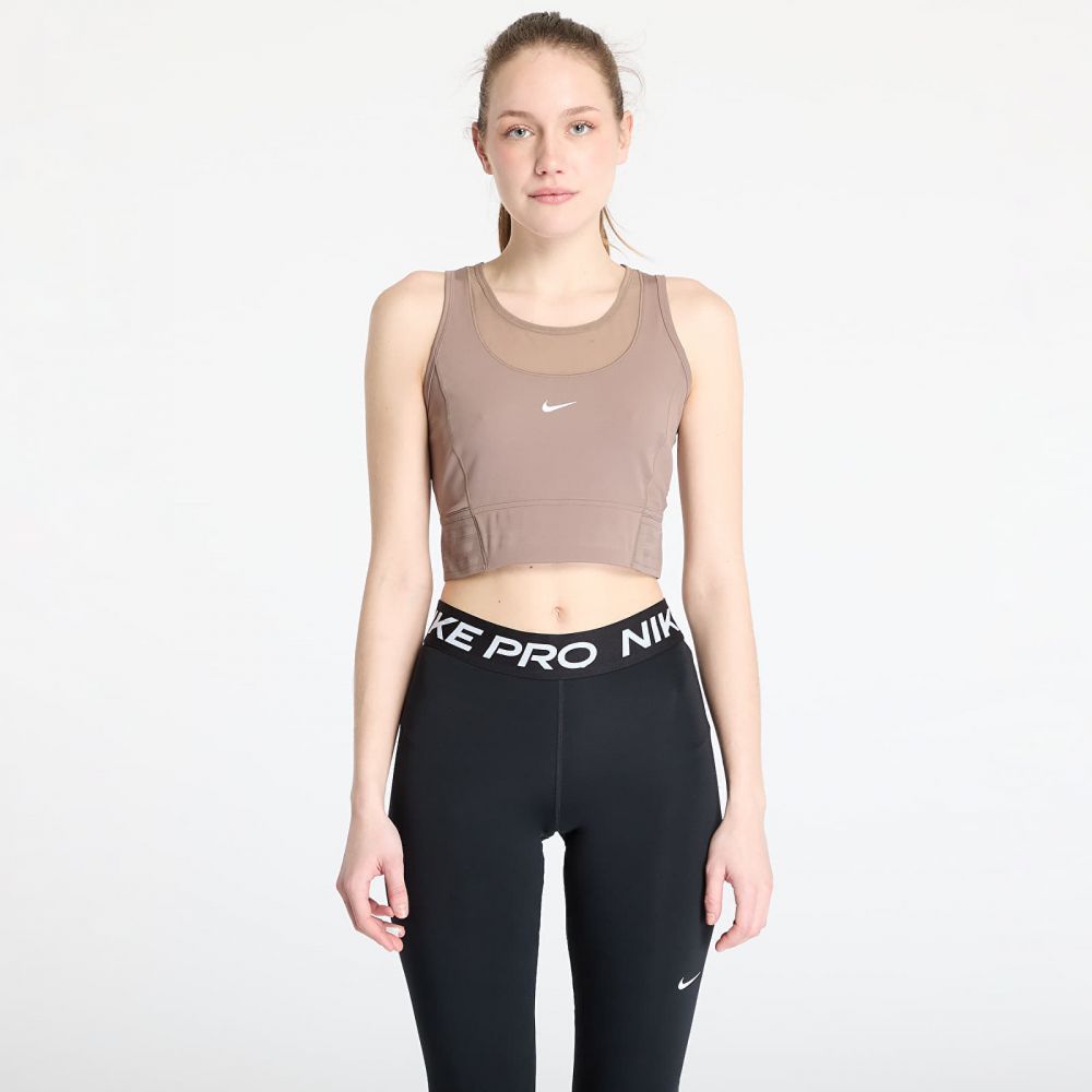 Nike Pro Women's Dri-FIT Cropped Tank Top Mink Brown/ White L