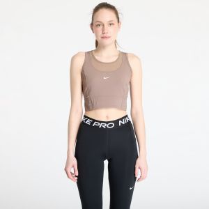 Nike Pro Women's Dri-FIT Cropped Tank Top Mink Brown/ White L