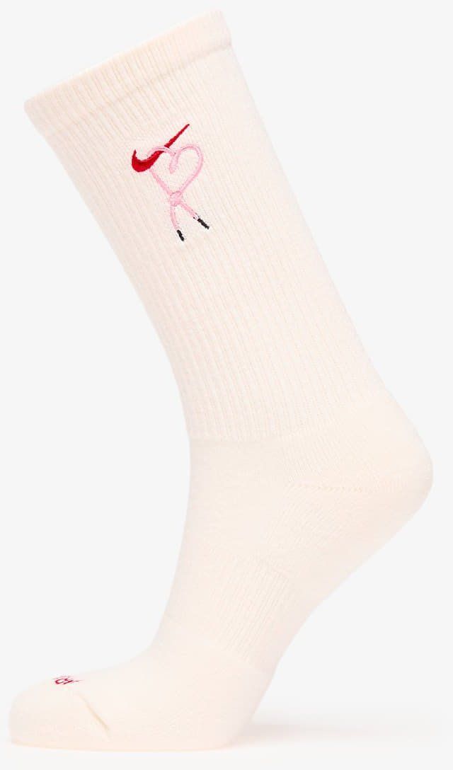 Nike Everyday Plus Dri-FIT Cushioned Crew Socks 1-Pack Sail/ Pink Foam/ University Red XL