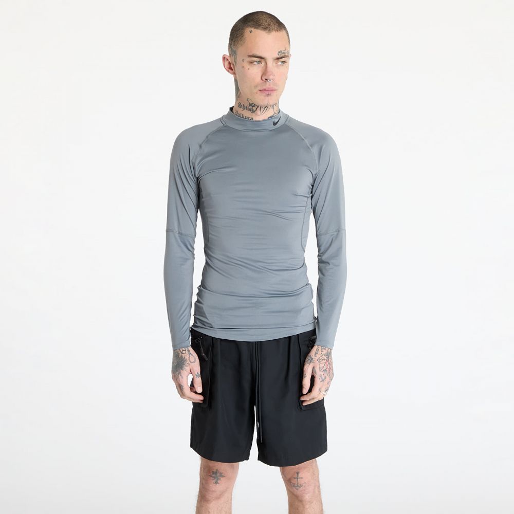 Tričko Nike Pro Men's Dri-FIT Fitness Mock-Neck Long-Sleeve Top Smoke Grey/ Black XL