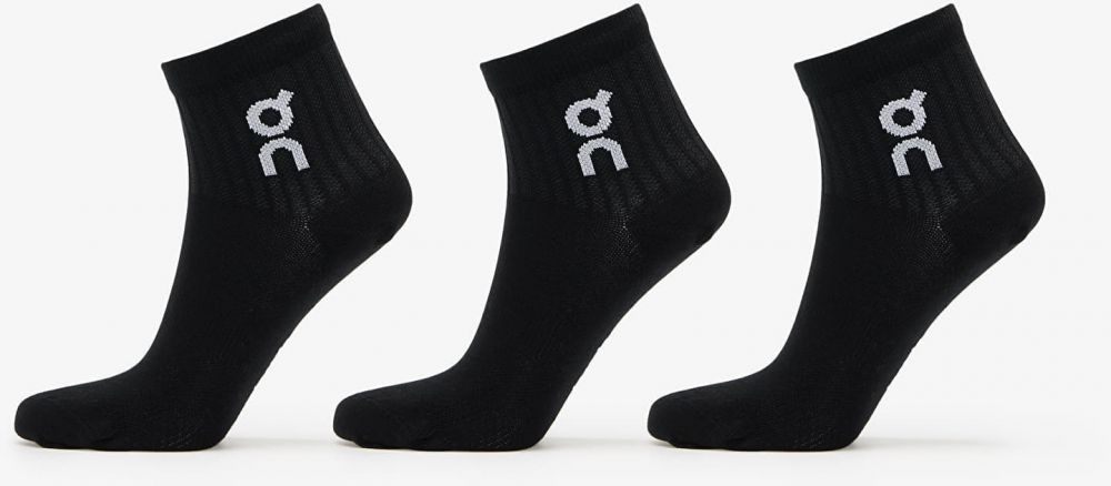On Logo Sock Mid 3-Pack Black XS