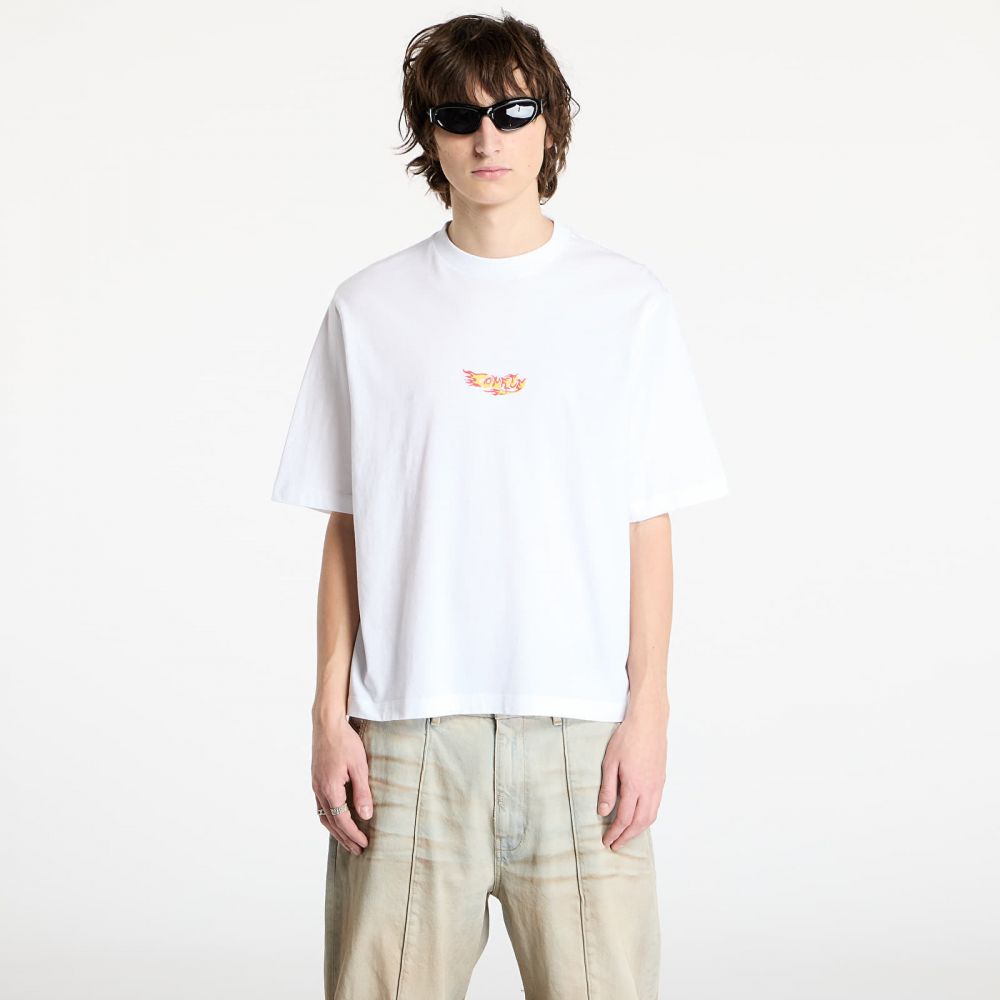 Tričko Marcelo Burlon County Flame Boxy T-Shirt White/ Red L
