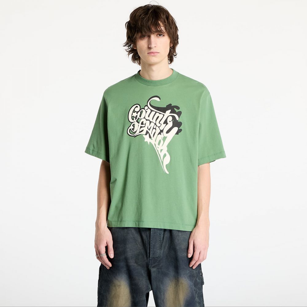 Tričko Marcelo Burlon County Melted Boxy T-Shirt Deep Green/ Ecru Brown L