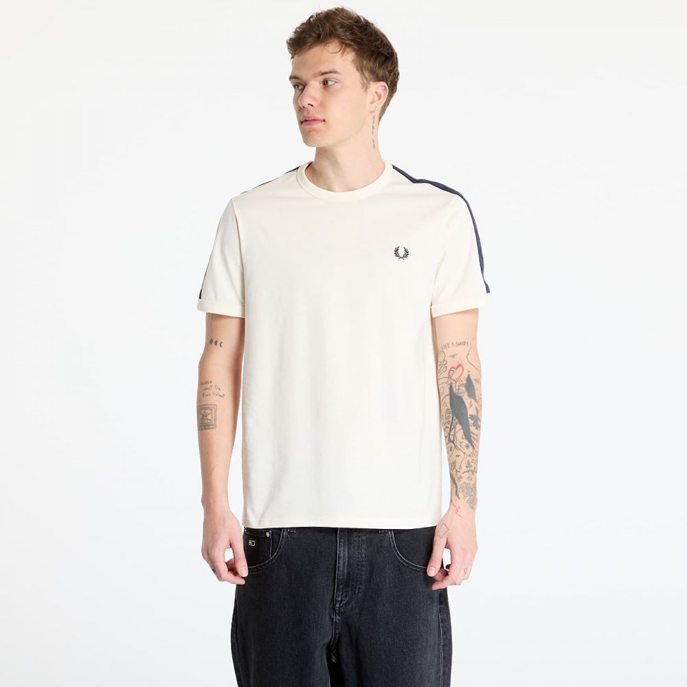 Tričko FRED PERRY Contrast Tape Ringer T-Shirt Ecru XL