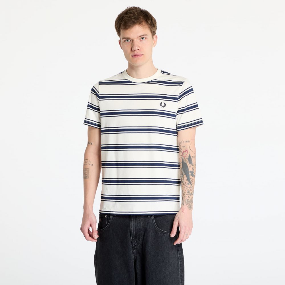 Tričko FRED PERRY Fine Stripe T-Shirt Ecru M