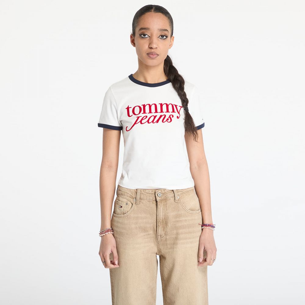Tričko Tommy Jeans Slim Script Tee White M