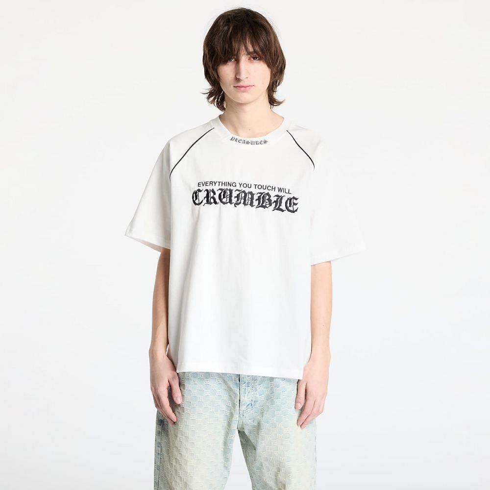 Tričko PLEASURES Crumble Heavyweight Raglan White L