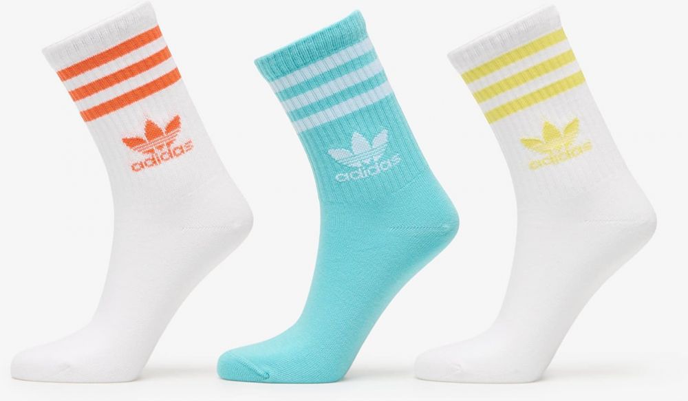 adidas 3 Stripes Crew Sock 3-Pack White/ Easy Mint/ White L