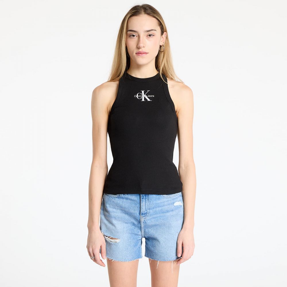 Calvin Klein Jeans Monologo Rib Tank Top Black M