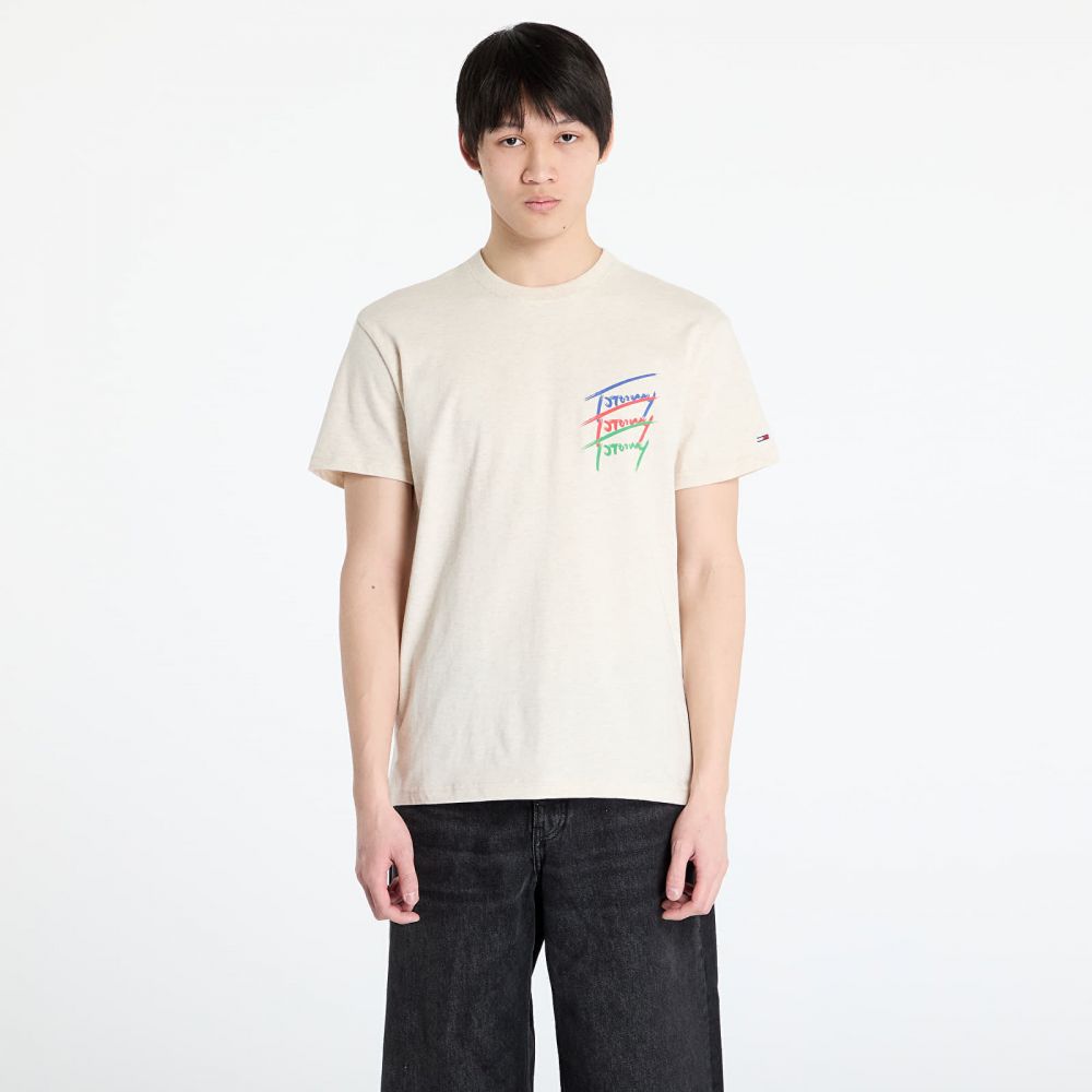 Tričko Tommy Jeans Regular Twisted Sign Tee Beige L