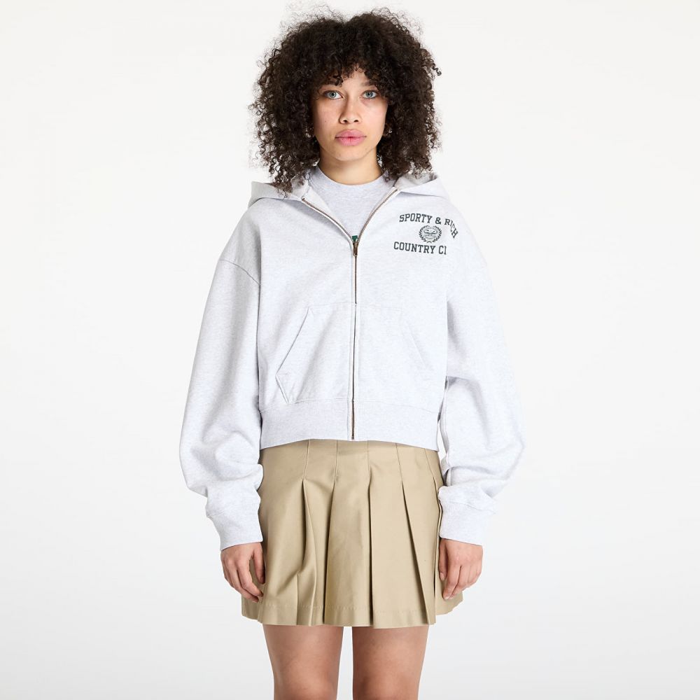 Mikina Sporty & Rich Varsity Crest Cropped Zip Hoodie Heather Gray XL