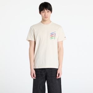 Tričko Tommy Jeans Regular Twisted Sign Tee Beige M