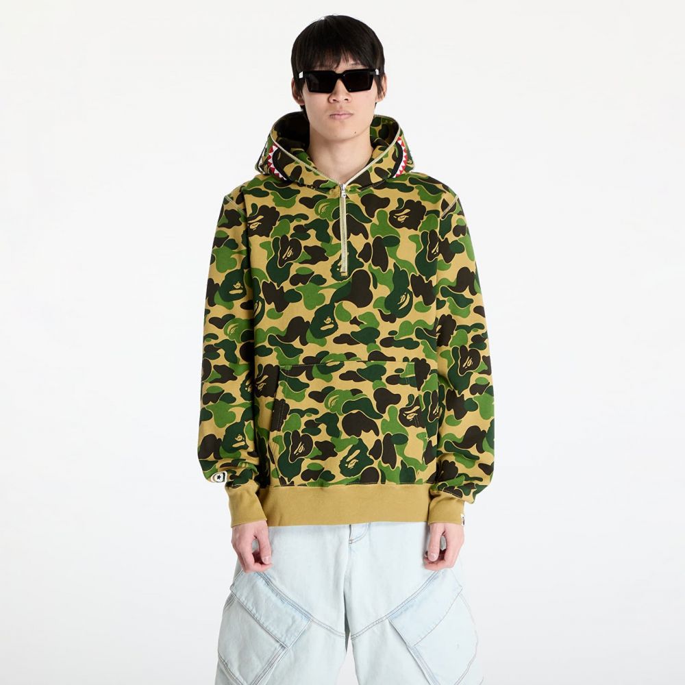 Mikina A BATHING APE Abc Camo Shark Half Zip Pullover Hoodie M Green M