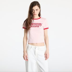 Tričko Tommy Jeans Slim Script Tee Pink L