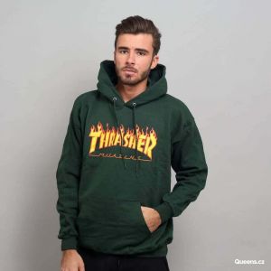 Mikina Thrasher Flame Logo Hoodie Forest Green S