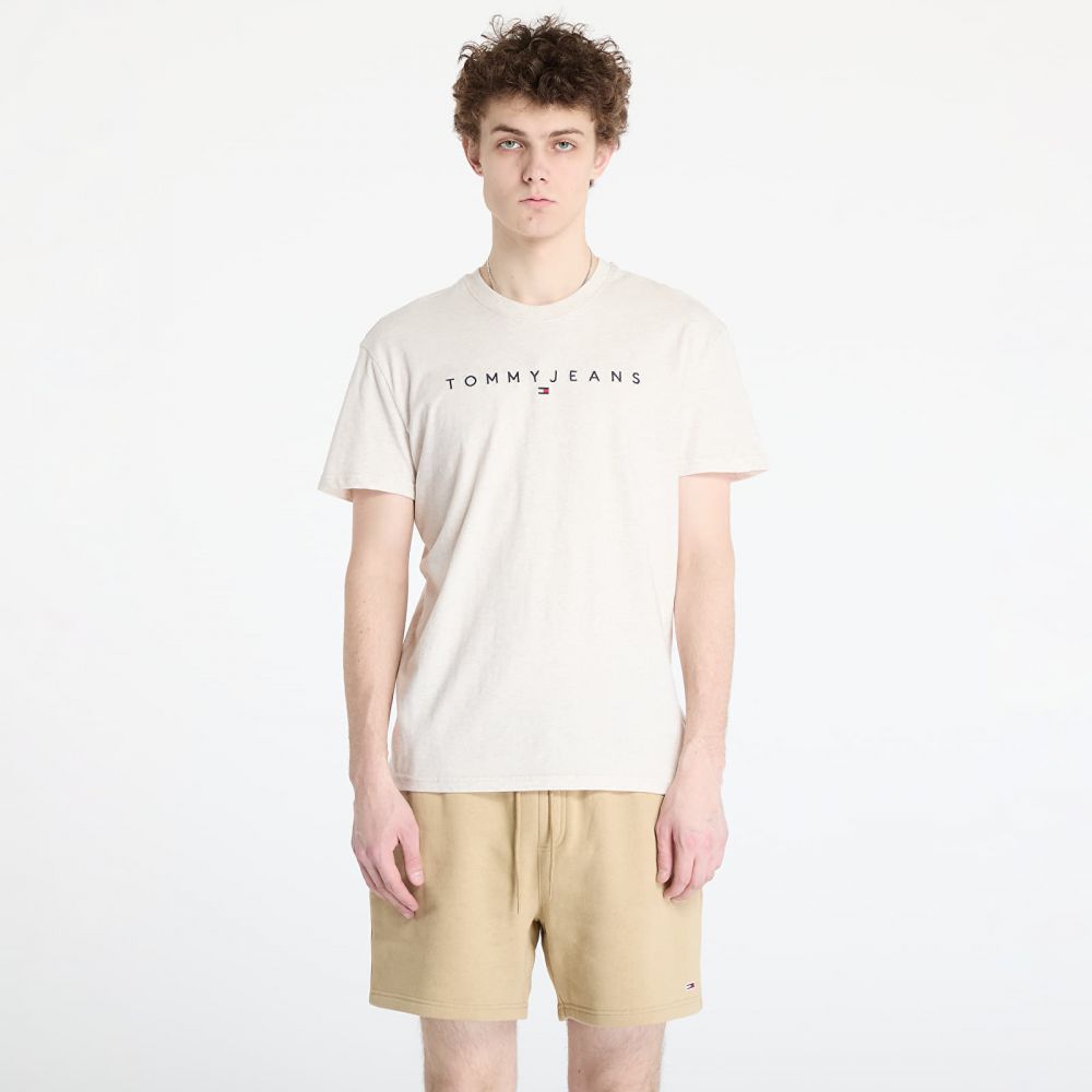 Tričko Tommy Jeans Regular Linear Logo Tee Beige L