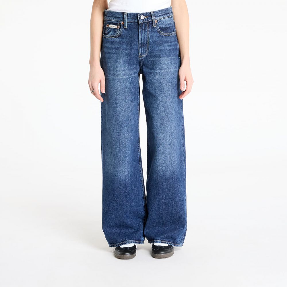 Kalhoty Calvin Klein Jeans The Wide Leg Tinted Jeans Blue 25