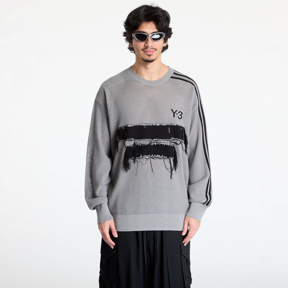 Sveter Y-3 Graphic Knit Crew Sweatshirt Solid Grey S