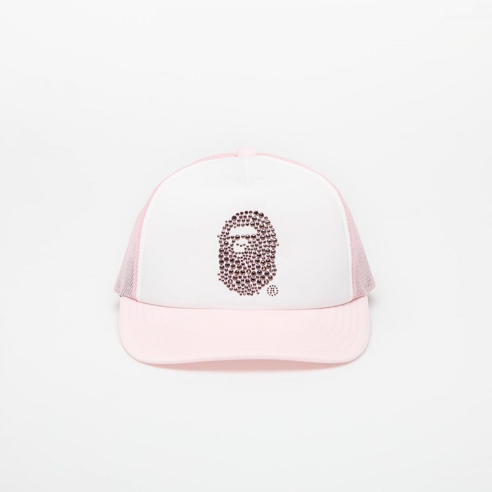 Šiltovka A BATHING APE Crystal Stone Ape Head Mesh Cap Pink Universal