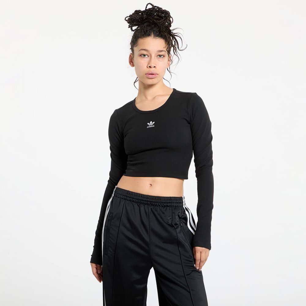 Tričko adidas Essentials Rib Cro-Packed Longsleeve Tee Black XL