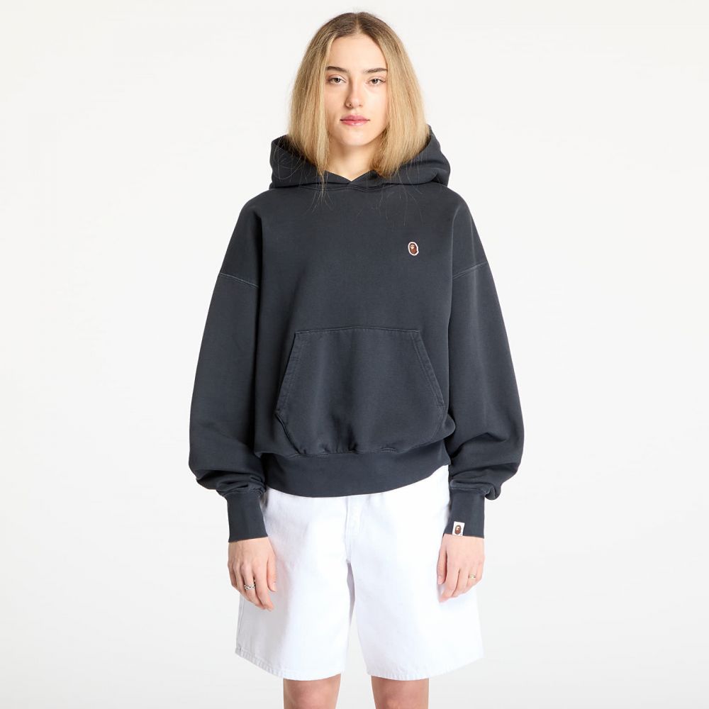 Mikina A BATHING APE Pigment Dyed One Point Oversized Pullover Hoodie Black M