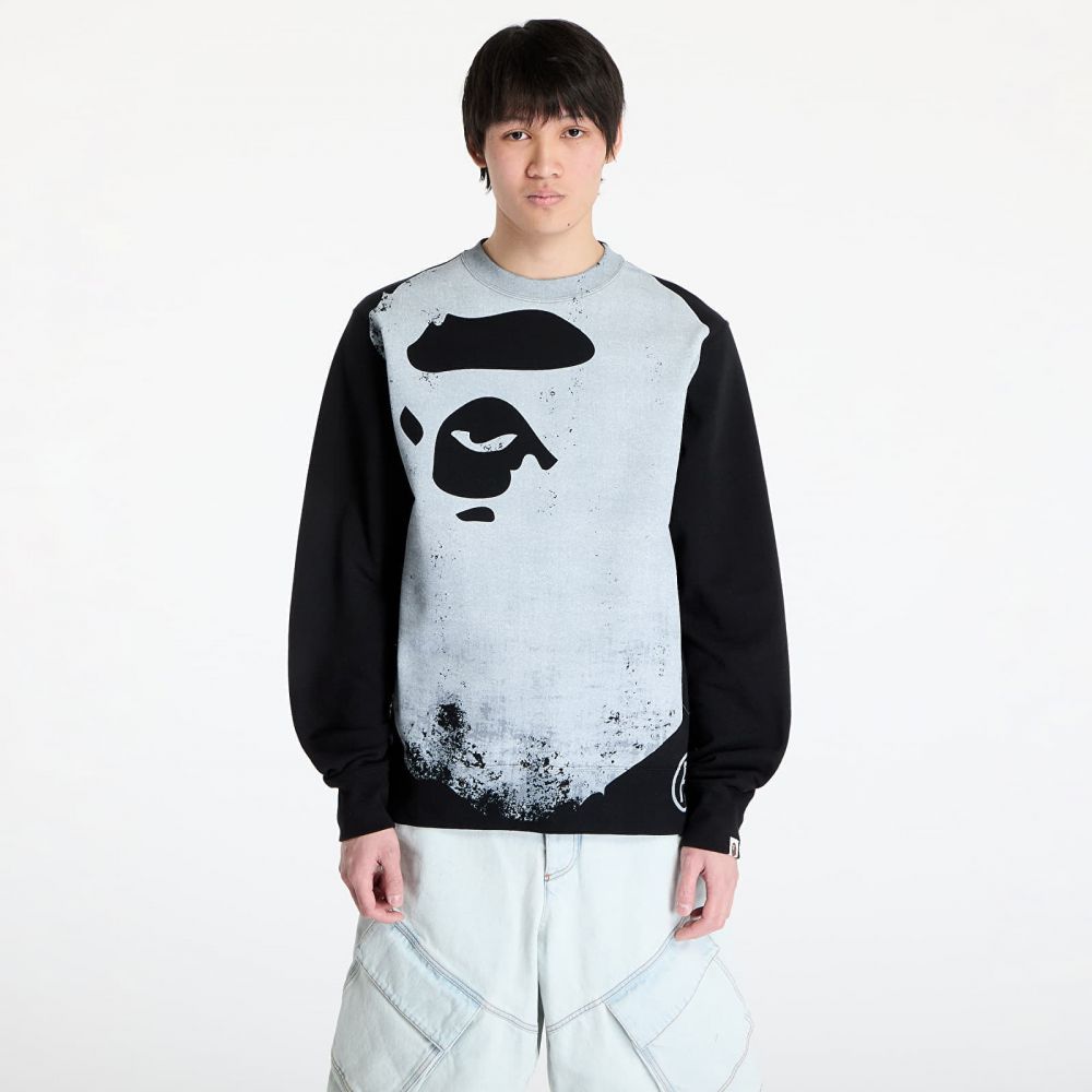 Mikina A BATHING APE Ape Head Over Print Crewneck Sweat M Black L