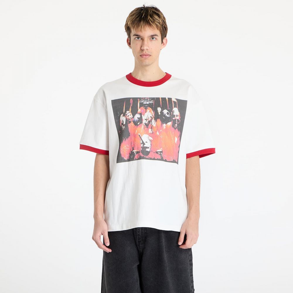 Tričko PLEASURES x Slipknot Self Titled Ringer Shirt White M