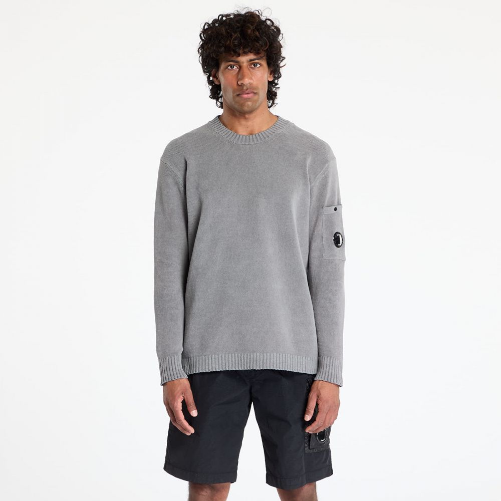 Svetr C.P. Company Chenille Cotton Lens Crewneck Knit Smoked Pearl S