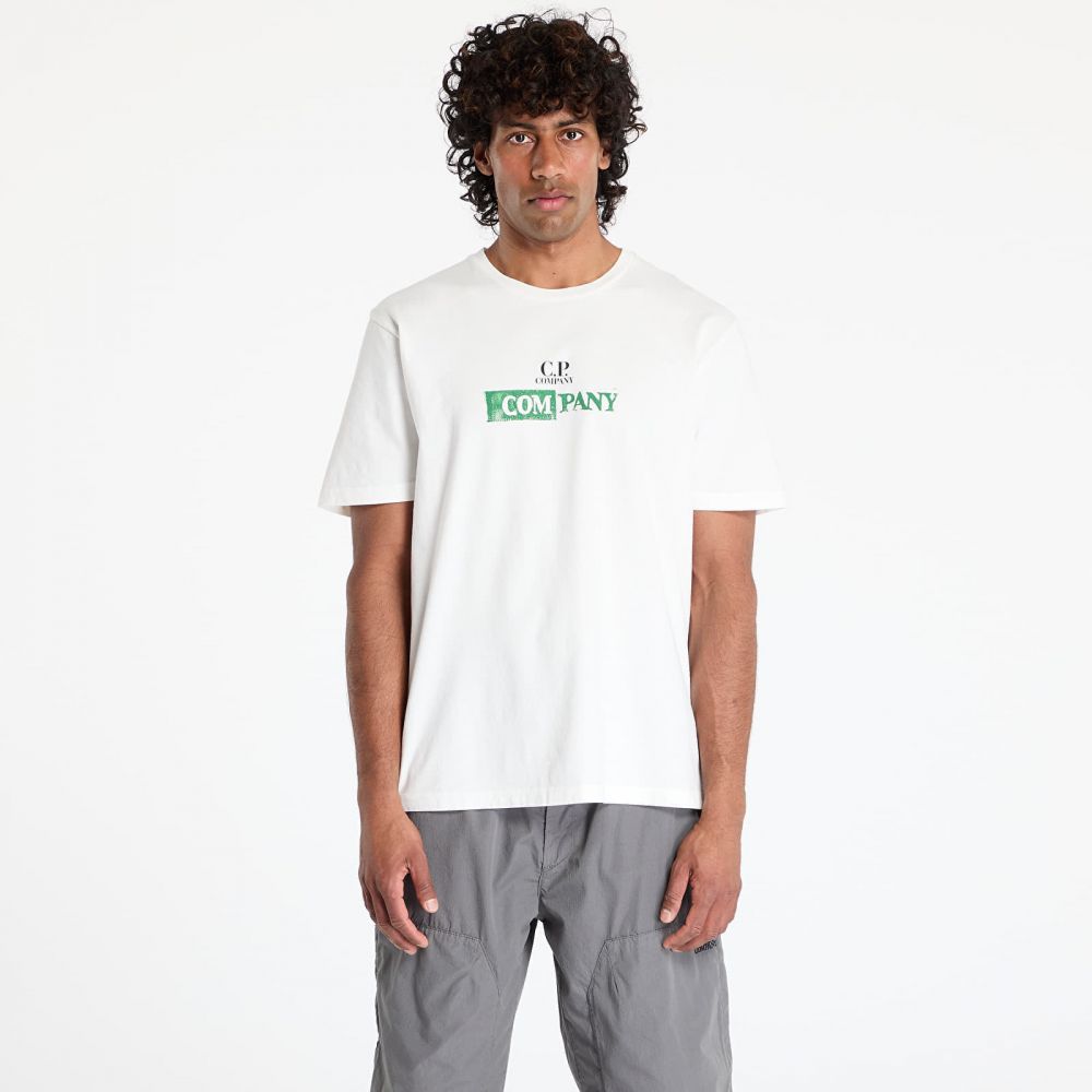 Tričko C.P. Company Logo-Print Jersey T-Shirt Gauze White L