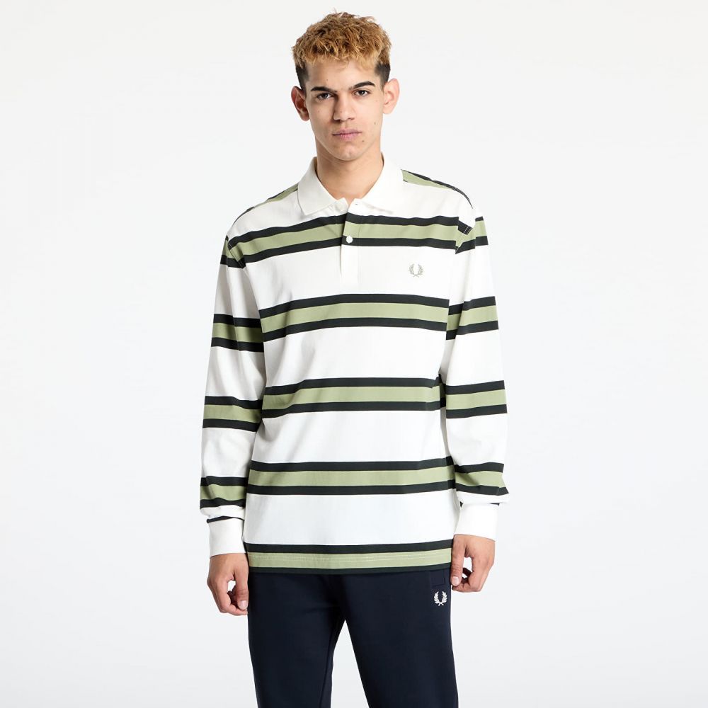 Tričko FRED PERRY Jersey Stripe Polo Shirt Light Ecru M