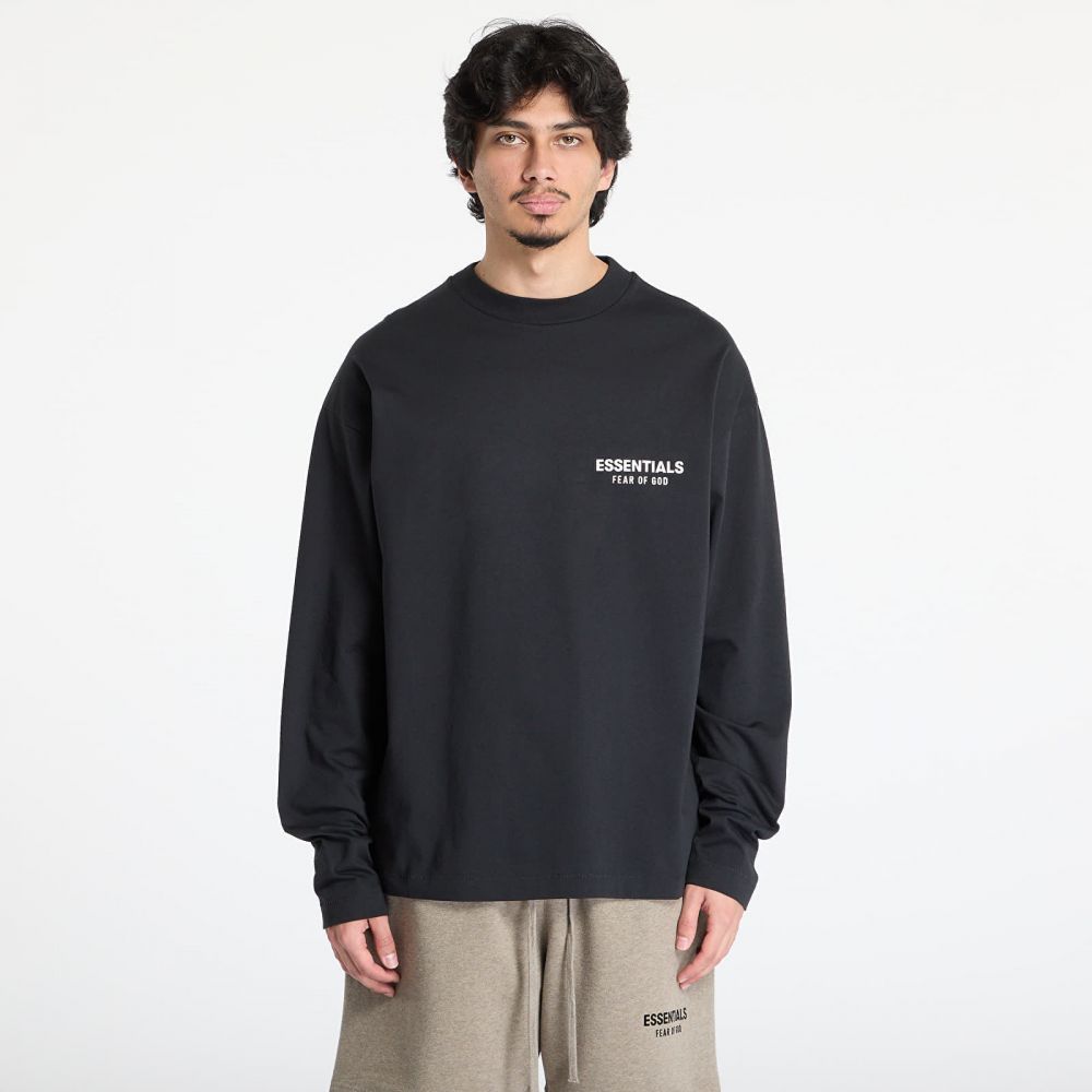 Tričko Fear of God Essentials Classic Fit Long Sleeve Tee Jet Black L