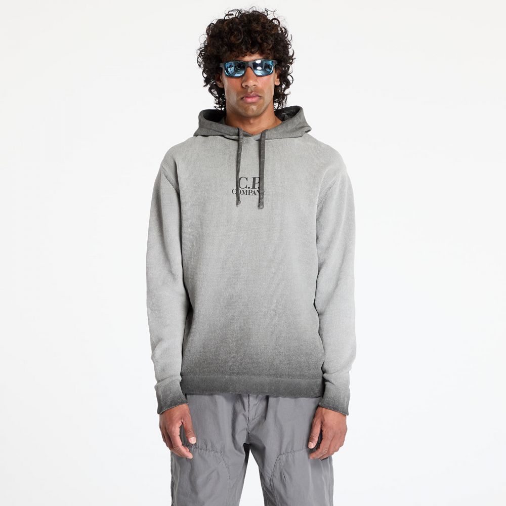 Mikina C.P. Company Chenille Cotton Hooded Knit Smoked Pearl L