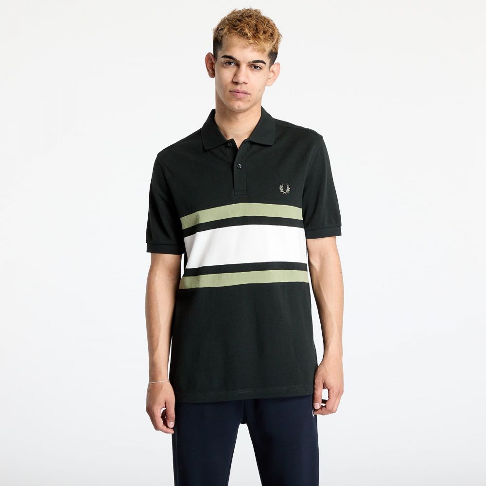 Tričko FRED PERRY Panelled Polo Shirt Night Green L