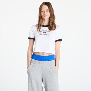 Tričko Calvin Klein Jeans Drapey Jersey Crop Brilliant White/ Baritone Blue XS