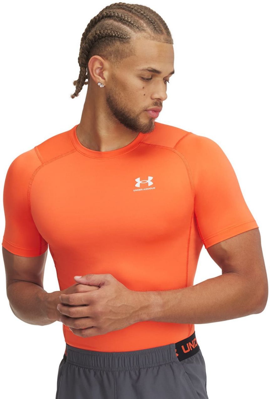 Tričko Under Armour HG Armour Comp SS Tee Fire/ White XS