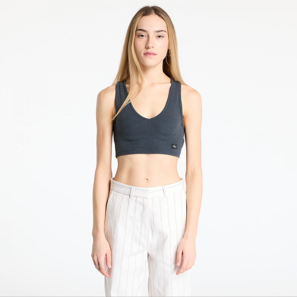 Calvin Klein Jeans Washed Woven Label Top Gray L