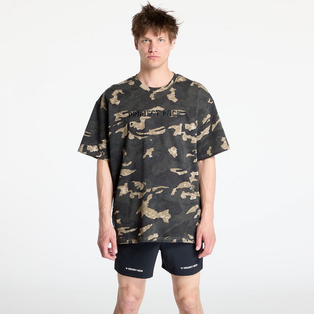 Tričko Under Armour Project Rock All Over Print T-shirt Grey/ Green L