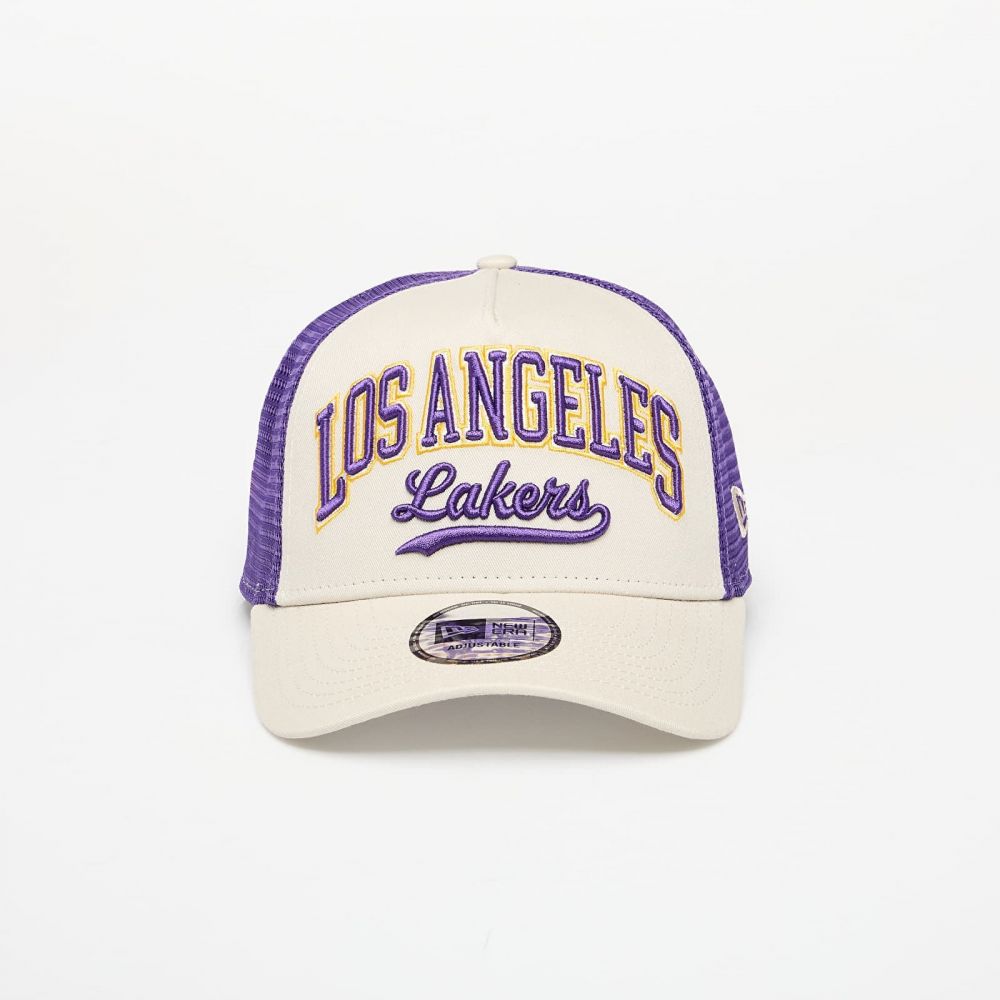 Šiltovka New Era Los Angeles Lakers NBA Script 9FORTY E-Frame Trucker Adjustable Cap Cream Universal